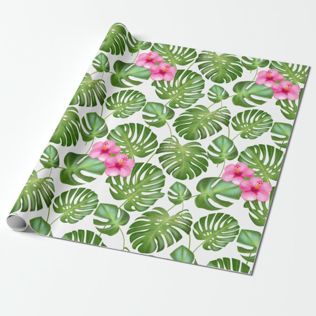 Papier Cadeau Feuilles Tropicales (Déroulé)