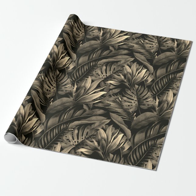Papier Cadeau Feuilles Tropicales (Déroulé)
