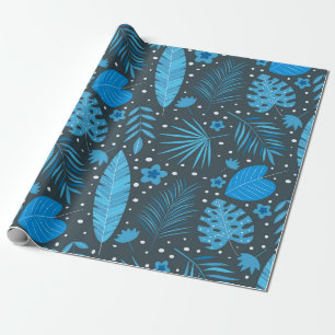 Papier Cadeau Feuilles tropicales de palmier Monstera turquoise 