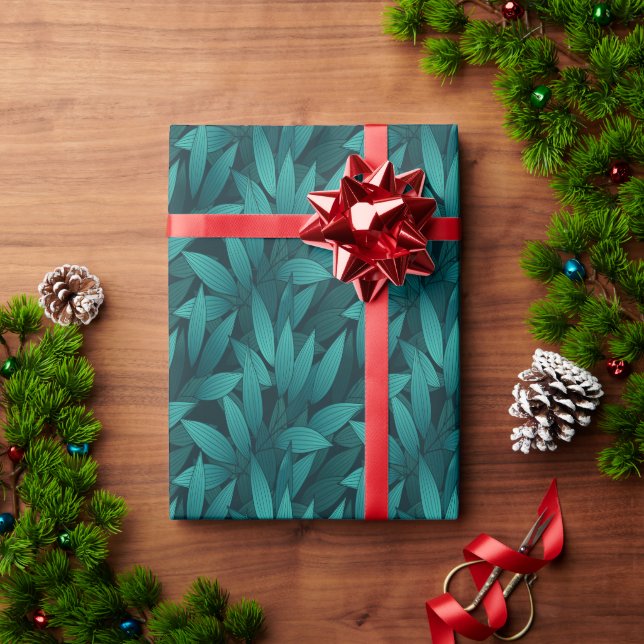 Papier Cadeau Feuilles tropicales dégradées (Cadeau de vacances)
