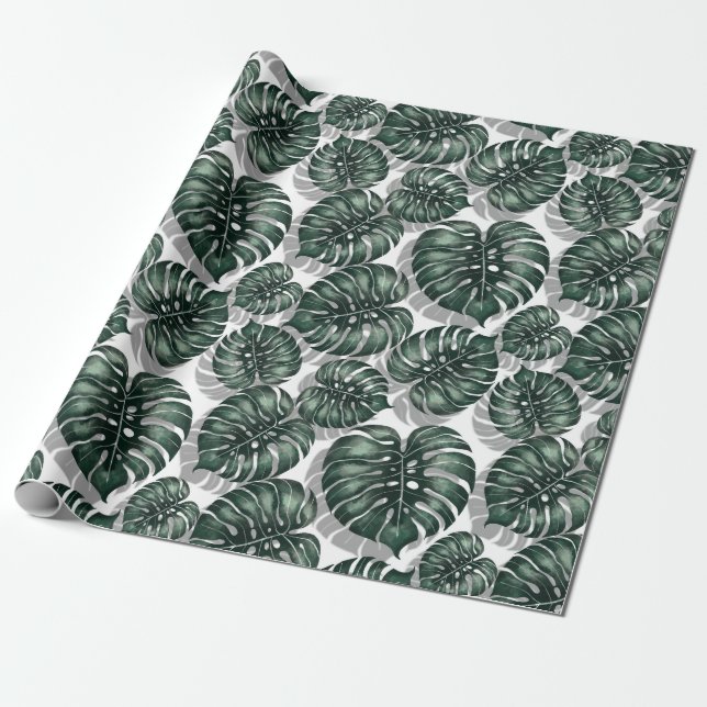 Papier Cadeau Feuilles tropicaux (Déroulé)