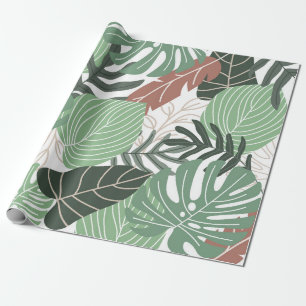 Papier Cadeau Feuilles tropicaux d'été sans couture motif