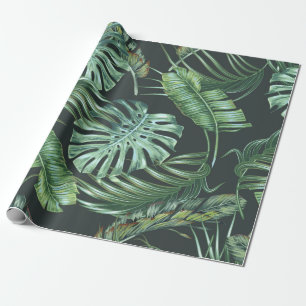 Papier Cadeau Feuilles tropicaux, monstère, feuille de bananier,