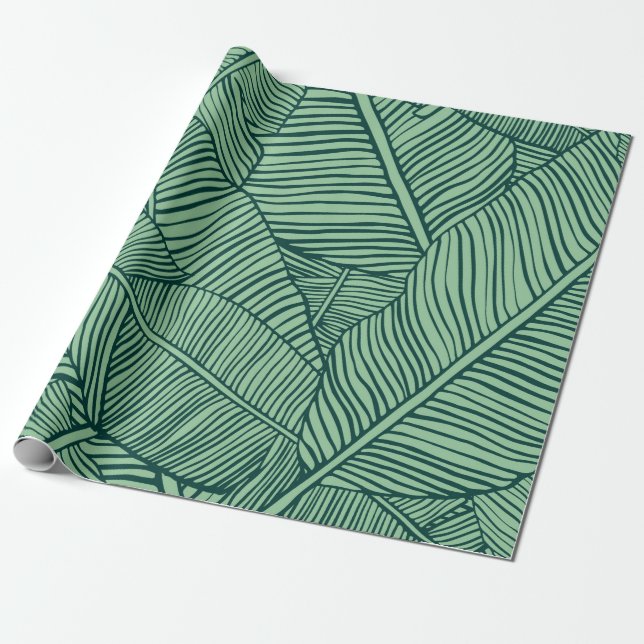 Papier Cadeau Feuilles tropicaux. Texture transparente avec feui (Déroulé)