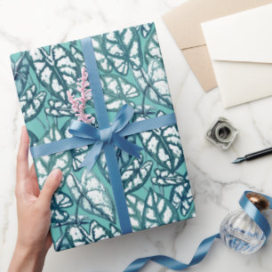 Papier Cadeau Feuilles tropicaux Turquoises bleus