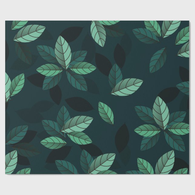 Papier Cadeau Feuilles verts (Plat)