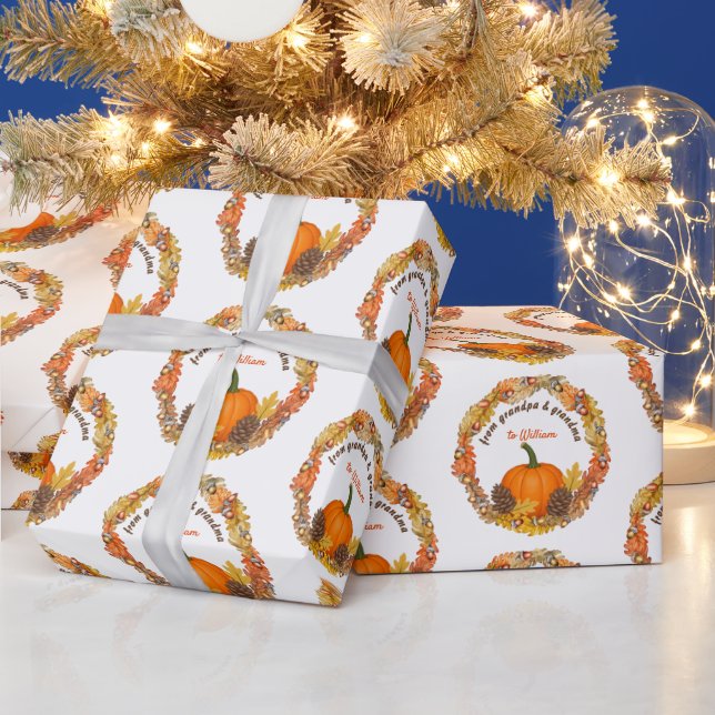 Papier Cadeau Feuillet d'étalement de la récolte d'automne (Vacances)