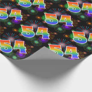 Papier Cadeau Feux d'artifice colorés + Motif arc-en-ciel Événem