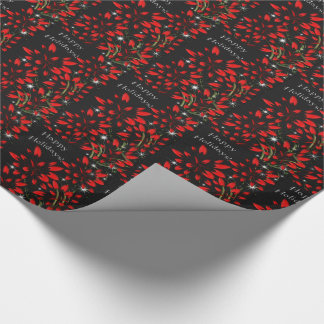 Papier Cadeau Feux d'artifice de scintillement de poinsettia