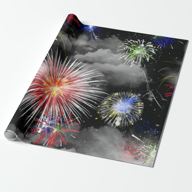 Papier Cadeau feux d'artifice et fête des nuages (Déroulé)