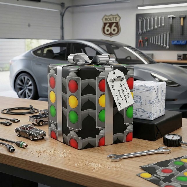 Papier Cadeau Feux de circulation Signal rouge jaune vert (Créateur téléchargé)