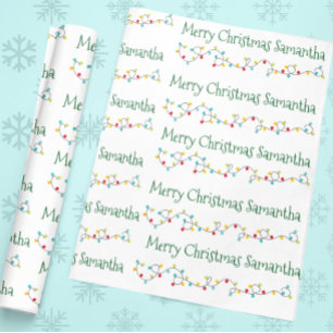 Papier Cadeau Feux de Noël personnalisées Nom personnalisé