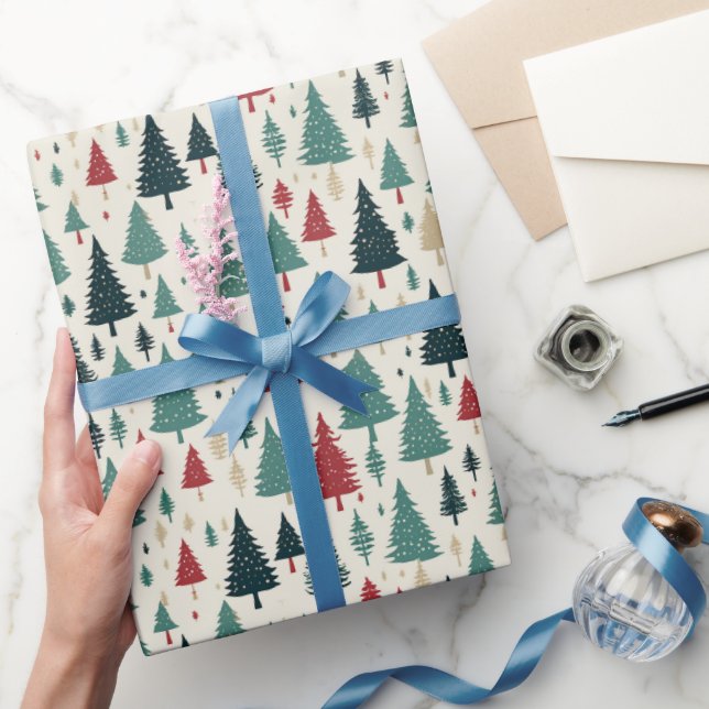 Papier Cadeau Feux Noël Forêt Noël Noël Motif Cadeau (Cadeaux)