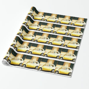 Papier Cadeau Fiat jaune vintage 500 en Italie