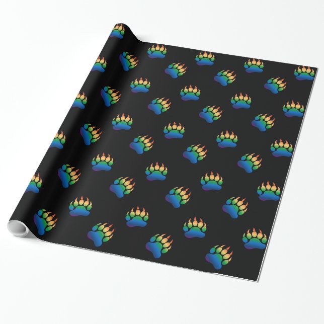 Papier Cadeau Fierté d'ours gay Patte d'ours (Déroulé)