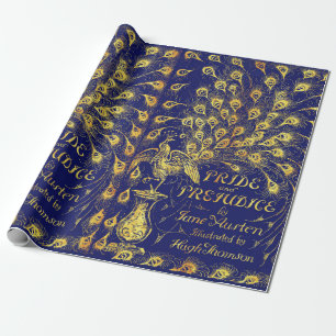 Papier Cadeau Fierté et préjugé Bleu Peacock Livre couverture