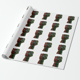 Papier Cadeau fierté noire drapeau rouge vert poing panafricain 