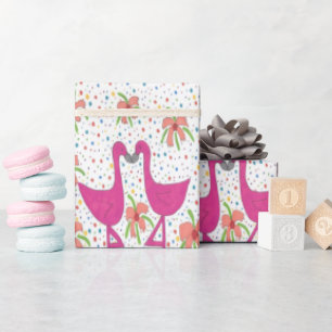 Papier Cadeau Fiesta Flamant rose Floral