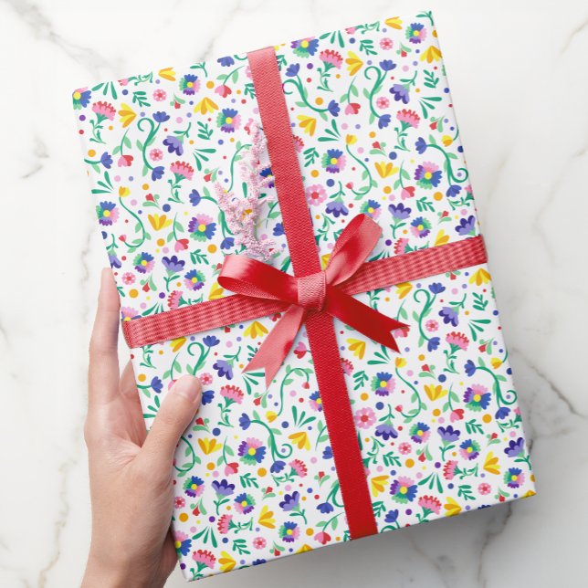 Papier Cadeau Fiesta Florale mexicaine Fête Design (Fiesta Gift Wrap Paper)