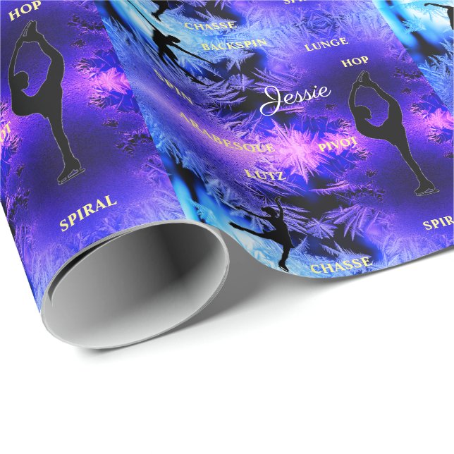 Papier Cadeau Figure Patinage Typographie Papier à envelopper av (Coin rond)