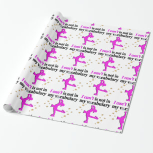 PAPIER CADEAU FIGURE ROSE PATINAGE OBJECTIFS ET RÊVES