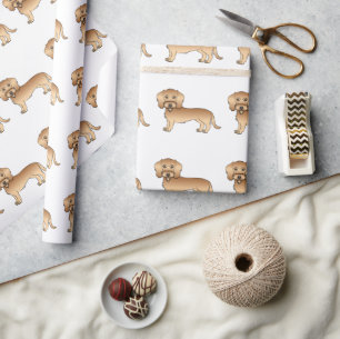 Papier Cadeau Fil à roue Haired Dachshund Motif de dessin de chi