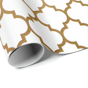 Papier Cadeau Filet d'art déco de Quatrefoil d'or blanc