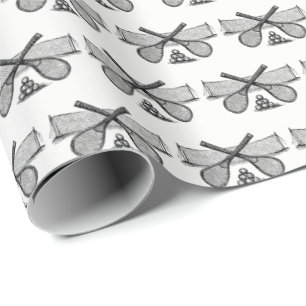 Papier Cadeau Filet de tennis vintage sportif, raquettes croisée