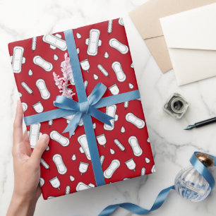 Papier Cadeau Fille Ado Première période sang rouge Mendes tampo