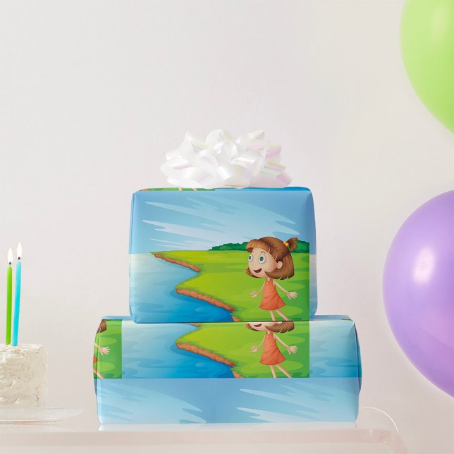 Papier Cadeau Fille Au Bord De La Rivière (Créateur téléchargé)