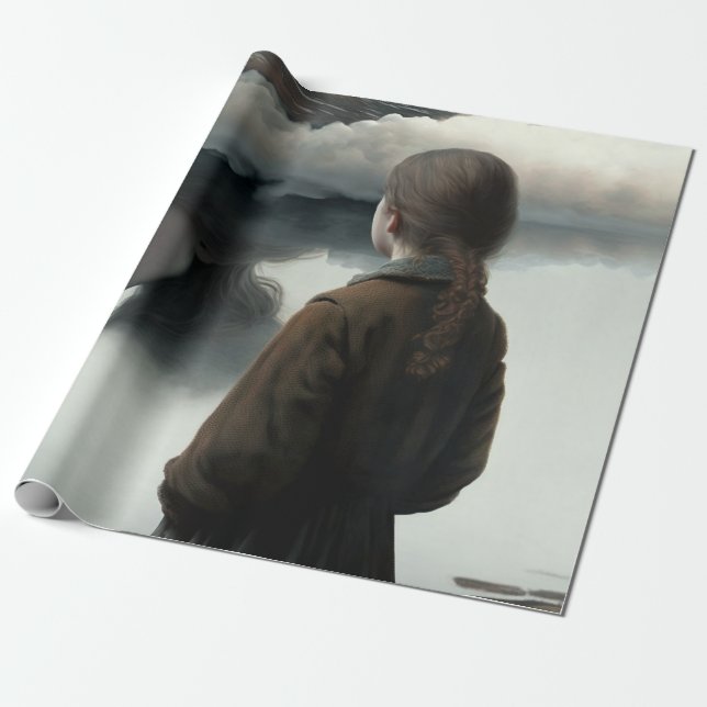 Papier Cadeau Fille avec des nuages (Déroulé)