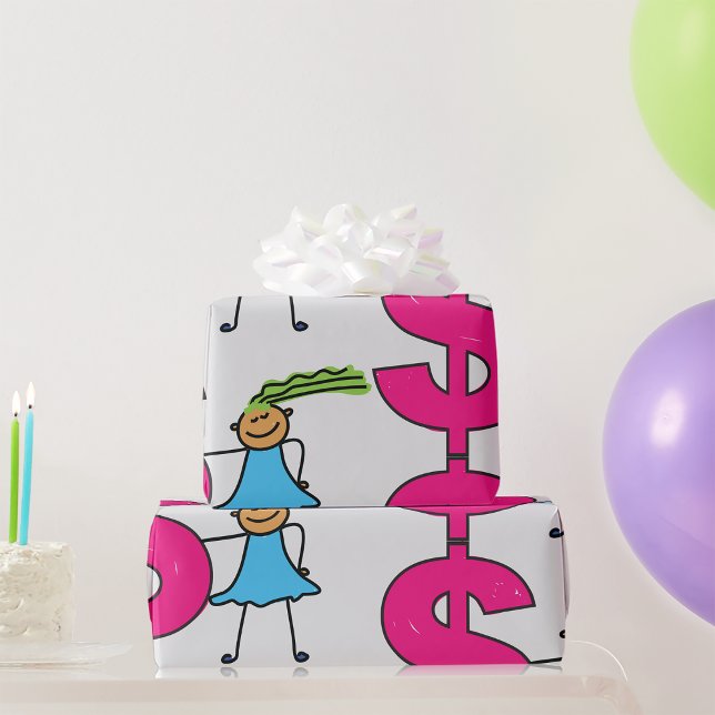 Papier Cadeau Fille Avec Un Panneau Dollar (Créateur téléchargé)