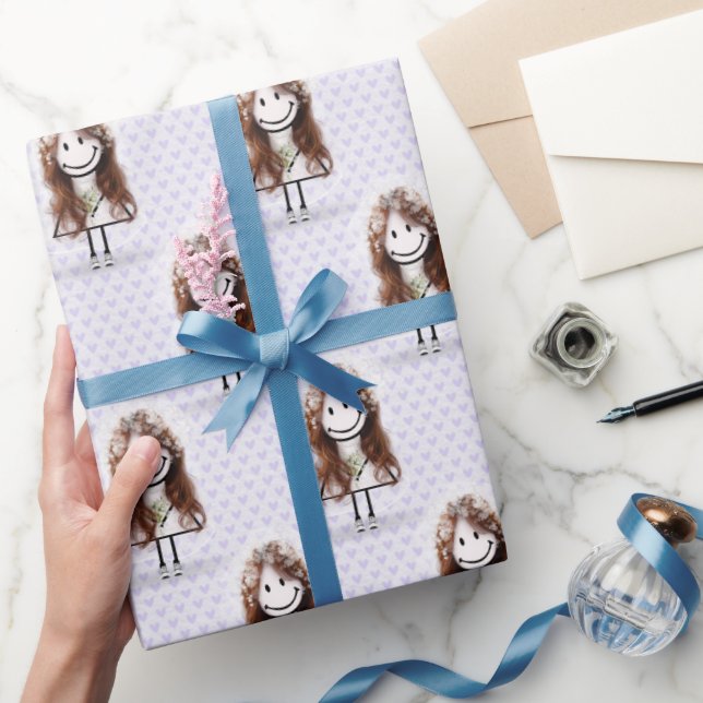 Papier Cadeau Fille Bâton Mariée En Bask En Cœur  (Cadeaux)