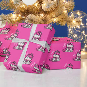 Papier Cadeau Fille bébé rose licorne Genre Reveal Party