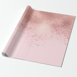 Papier Cadeau Fille Blush Rose Or Sprayed Confetti Ombre