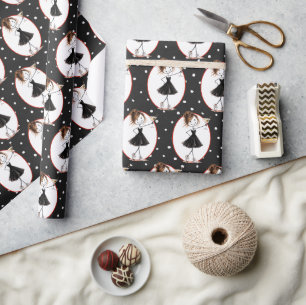 Papier Cadeau Fille bonhomme allumettes avec martini