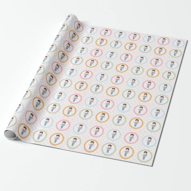 Papier Cadeau Fille d'anniversaire dans les salles Brunette (Déroulé)