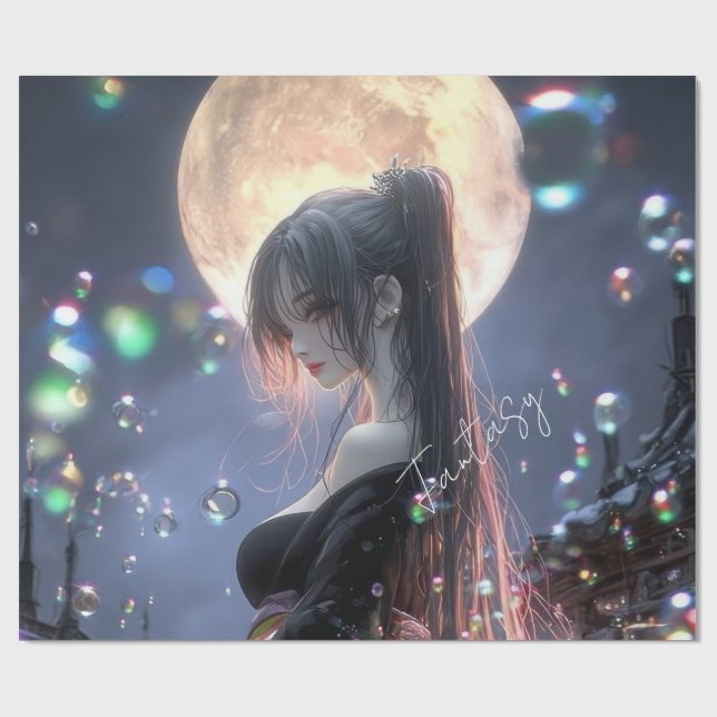 Papier Cadeau Fille de fantasy sombre / Esthétique (Plat)