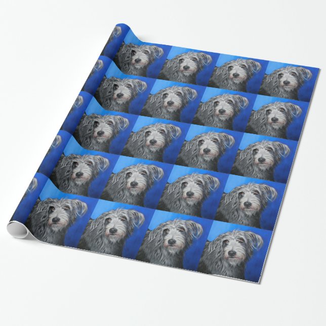 Papier Cadeau Fille de Lurcher de "joli pavot" - (Déroulé)