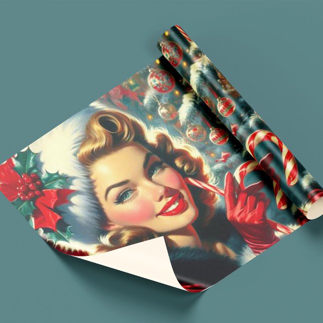 Papier Cadeau Fille de Noël Vintage (Créateur téléchargé)