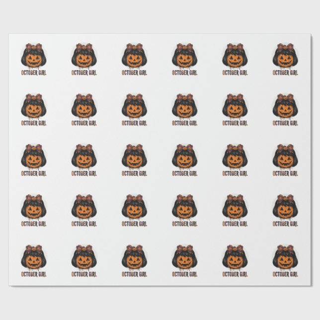 Papier Cadeau Fille d'octobre Citrouille Arc Halloween Vector De (Plat)