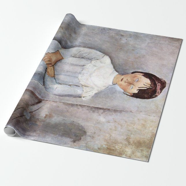 Papier Cadeau Fille en bleu, Modigliani (Déroulé)