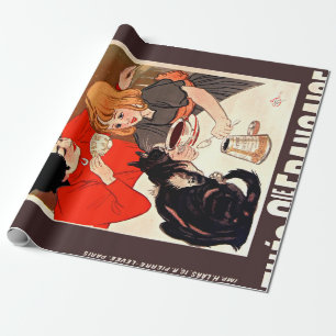 Papier Cadeau Fille et chat, Poster vintage, Alexandre Steinlen