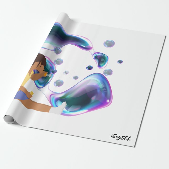 Papier Cadeau fille faire bulle de savon (Déroulé)