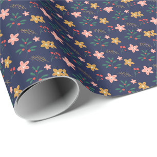 Papier Cadeau Fille Fleur Art Nouveau Design Floral Aesthétique