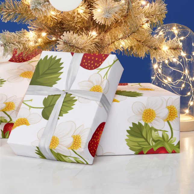 Papier Cadeau Fille fraise fête d'anniversaire | Berry First (Vacances)