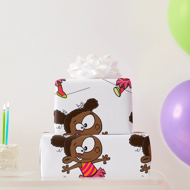 Papier Cadeau Fille Marchant Sur Une Tightrope (Créateur téléchargé)