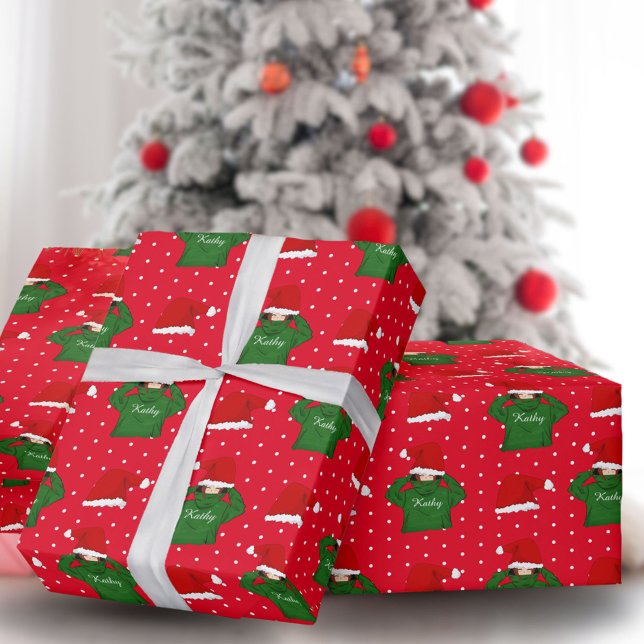 Papier Cadeau Fille mignonne avec Sweat - shirt à capuche vert N (Créateur téléchargé)