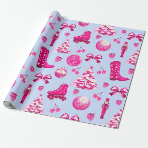 Papier Cadeau Fille mignonne Preppy Pink Noël