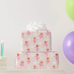 Papier Cadeau Fille mignonne rose Ballerina Motif de cygne